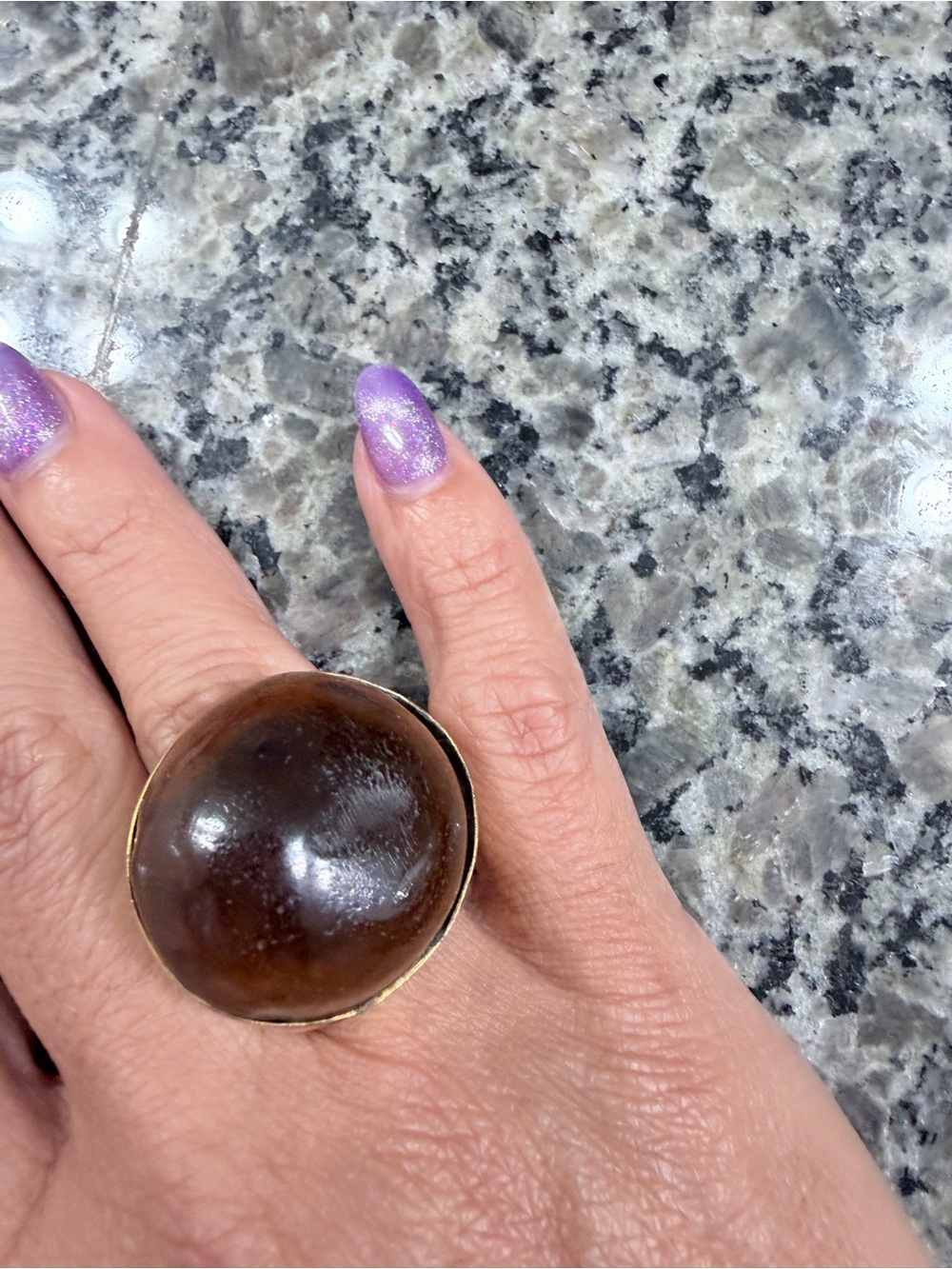 Bold Brown Dome Statement Ring - Women Jewelry adjustable